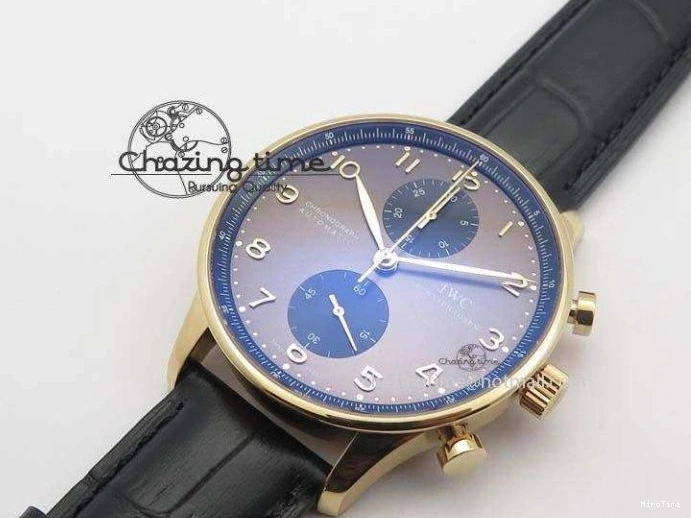 MIROTIME 0325 Classic Portuguese IW371482 ZF 1:1 Best Edition RG Gray Dial Gold Markers On Black Leather Strap A 7265